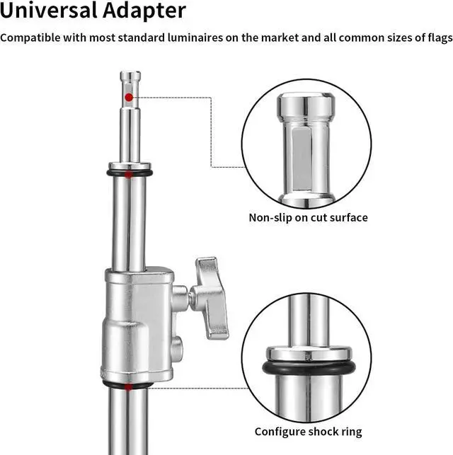 Alt view image 6 of 7 - Heavy Duty Extension Boom Arm Bar for Photography C Stand and Light Stand,Adjustable 3.6-8.2ft Crossbar Holding Arm with Sand Bag for Softbox,Studio Strobe,Monolight,LED Video Light,Reflector ect.