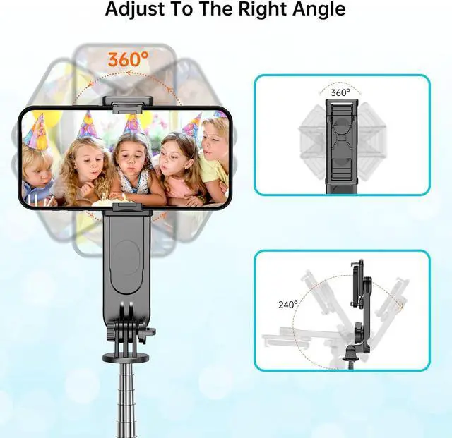 Alt view image 5 of 7 - Stable Selfie Stick Tripod with Fill Light, 44 Inch Extendable Selfie Stick with Wireless Remote and Tripod Stand 360 Rotation for iPhone 15/14/13/12/11 Pro/XS Max/XS/XR/X/8/7, Samsung and Smartphone