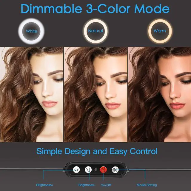 Alt view image 7 of 7 - Kaiess 10.2" Selfie Ring Light with 65" Adjustable Tripod Stand & Phone Holder for Live Stream/Makeup, Upgraded Dimmable LED Ringlight for Tiktok/YouTube/Zoom Meeting/Photography