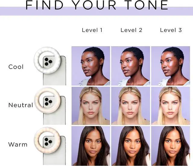 Alt view image 4 of 7 - Selfie One - Rechargeable Ring Light Clip-on for iPhone, Android, Tablet, and Laptop Camera Photography and Videography | 3 Adjustable Light Modes | Beauty and Influencer Selfie Ring Light
