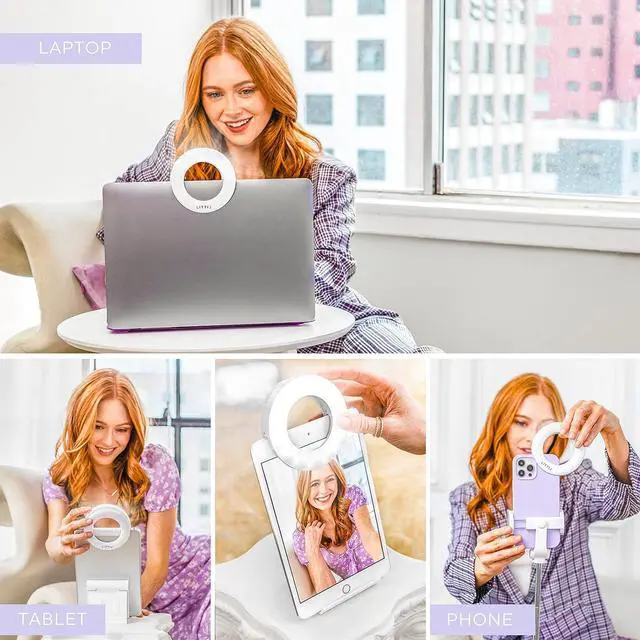 Alt view image 6 of 7 - Selfie One - Rechargeable Ring Light Clip-on for iPhone, Android, Tablet, and Laptop Camera Photography and Videography | 3 Adjustable Light Modes | Beauty and Influencer Selfie Ring Light