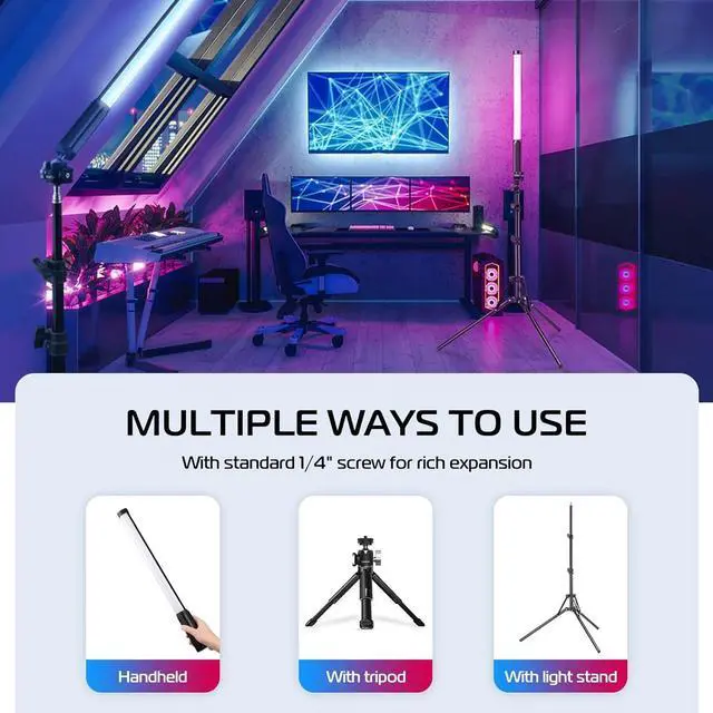 Alt view image 6 of 7 - ULANZI VL119 Handheld Light Wand, 360° RGB LED Video Light Stick for Photography, 2600mAh Rechargeable Tube Light for Video Shooting, 2500-9000K Dimmable Camera Light with LCD