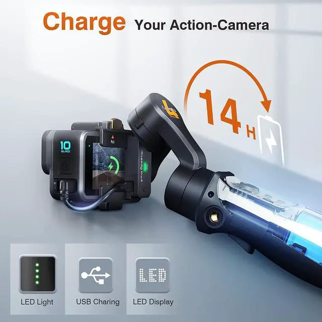 Alt view image 5 of 7 - 3 Axis Gimbal Stabilizer for Gopro Hero 11/10/9, Handheld Stabilizer for Gopro for Video Recording,IPX4 Waterproof, Bluetooth Control, Compatible with Osmo Camera, YI Cam, Insta360, hohem iSteady Pro4