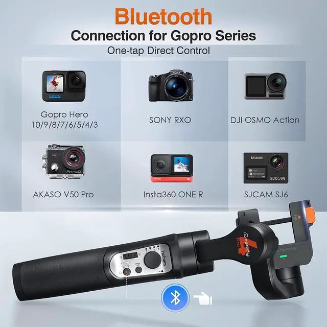 Alt view image 7 of 7 - 3 Axis Gimbal Stabilizer for Gopro Hero 11/10/9, Handheld Stabilizer for Gopro for Video Recording,IPX4 Waterproof, Bluetooth Control, Compatible with Osmo Camera, YI Cam, Insta360, hohem iSteady Pro4