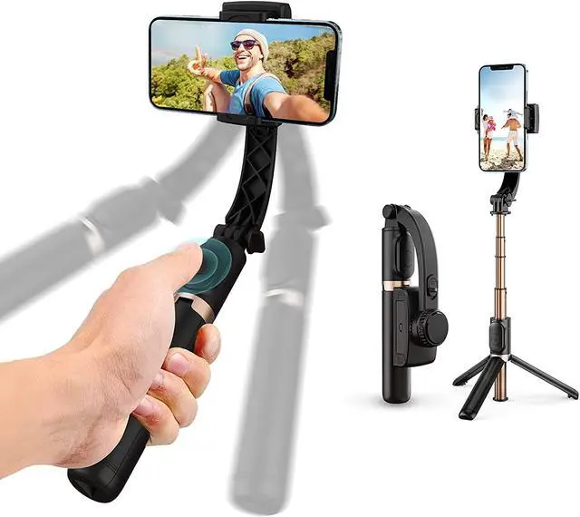 Main image of Gimbal Stabilizer with Selfie Stick for iPhone: Portable Handheld Gimble with Tripod & Remote for Cell Phone Camera & Samsung Android Smartphone Recording Video & Vlogging on Tiktok & YouTube