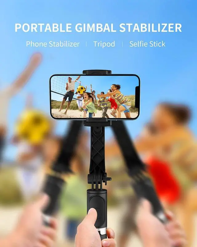 Alt view image 2 of 7 - Gimbal Stabilizer with Selfie Stick for iPhone: Portable Handheld Gimble with Tripod & Remote for Cell Phone Camera & Samsung Android Smartphone Recording Video & Vlogging on Tiktok & YouTube