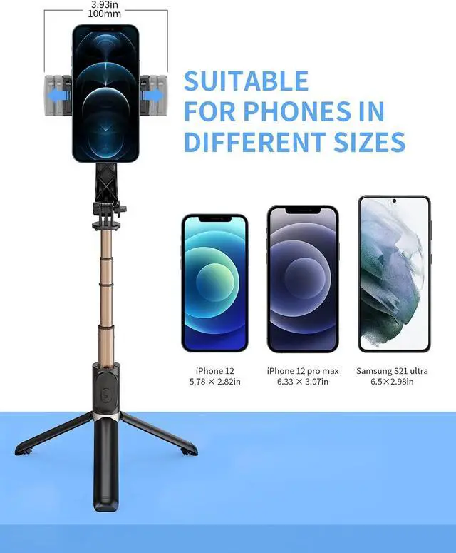 Alt view image 7 of 7 - Gimbal Stabilizer with Selfie Stick for iPhone: Portable Handheld Gimble with Tripod & Remote for Cell Phone Camera & Samsung Android Smartphone Recording Video & Vlogging on Tiktok & YouTube