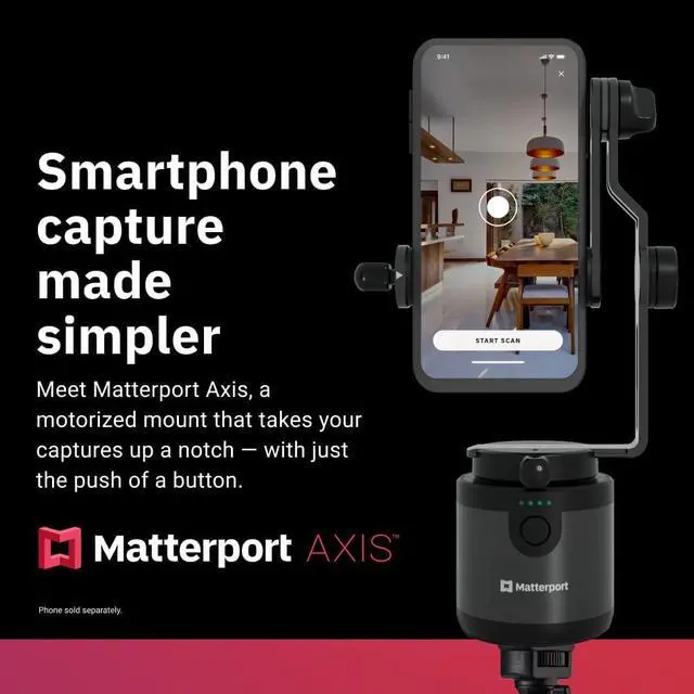Alt view image 6 of 7 - Axis Gimbal Stabilizer for Smartphone Camera - Motorized Rotating Mount for Professional 3D 360 Photo Scans Includes Portable Tripod, Remote and 12 Month Starter Kit for 3D Model Scans