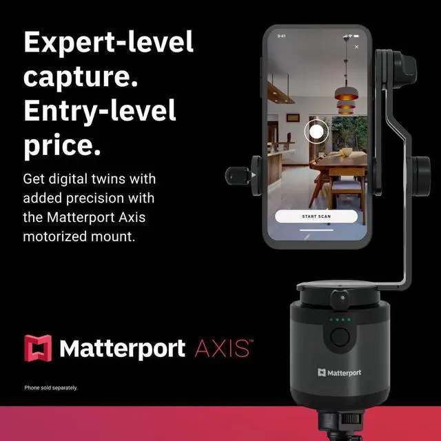 Alt view image 4 of 7 - Axis Gimbal Stabilizer for Smartphone Camera - Motorized Rotating Mount for Professional 3D 360 Photo Scans Includes Portable Tripod, Remote and 12 Month Starter Kit for 3D Model Scans