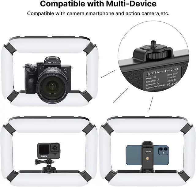 Alt view image 4 of 7 - Smartphone Video Rig with Light, Cell Phone Handheld Stabilizer with Ring Light 8500k Selfie Light for Filmaking Live Steam Tiktok YouTube Video Recording, with 8000mAh Build-in Battery