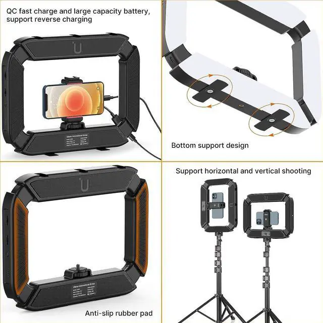 Alt view image 6 of 7 - Smartphone Video Rig with Light, Cell Phone Handheld Stabilizer with Ring Light 8500k Selfie Light for Filmaking Live Steam Tiktok YouTube Video Recording, with 8000mAh Build-in Battery