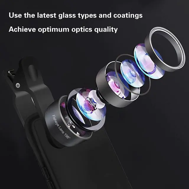 Alt view image 2 of 7 - Godefa Phone Camera Lens Kit, 14 in 1 Lenses with Selfie Light for iPhone 14 13 12 11 Xs X Pro Samsung and Other Andriod Smartphone, Universal Clip on Wide Angle+Macro+ Fisheye Camera Lenses