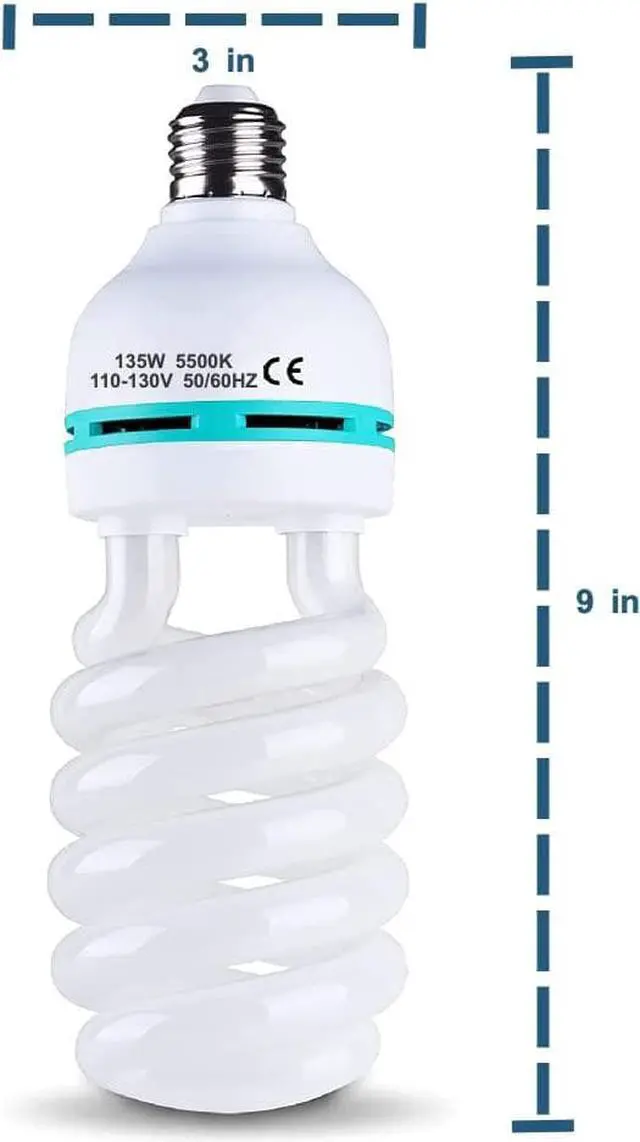 Alt view image 2 of 7 - 2Pcs 135W Light Bulb 5500K CFL Roas Daylight Spiral Softbox Lighting Kit Bulb in E27/E26 Socket for Photography Photo Box (85w-2p), 135w-2p