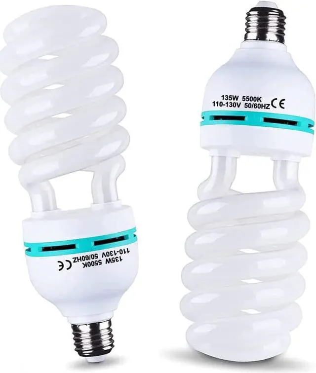 Main image of 2Pcs 135W Light Bulb 5500K CFL Roas Daylight Spiral Softbox Lighting Kit Bulb in E27/E26 Socket for Photography Photo Box (85w-2p), 135w-2p