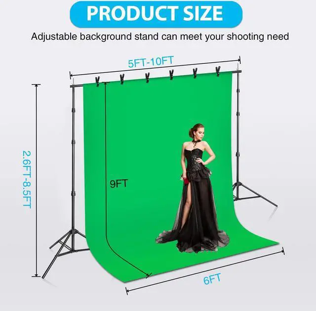 Alt view image 2 of 7 - Yesker Photography Lighting Kit 8.5 x 10 ft Background Support System Umbrellas Softbox Continuous Lighting Kit for Photo Shoot Studio Portrait, Product and Video Recording Photography