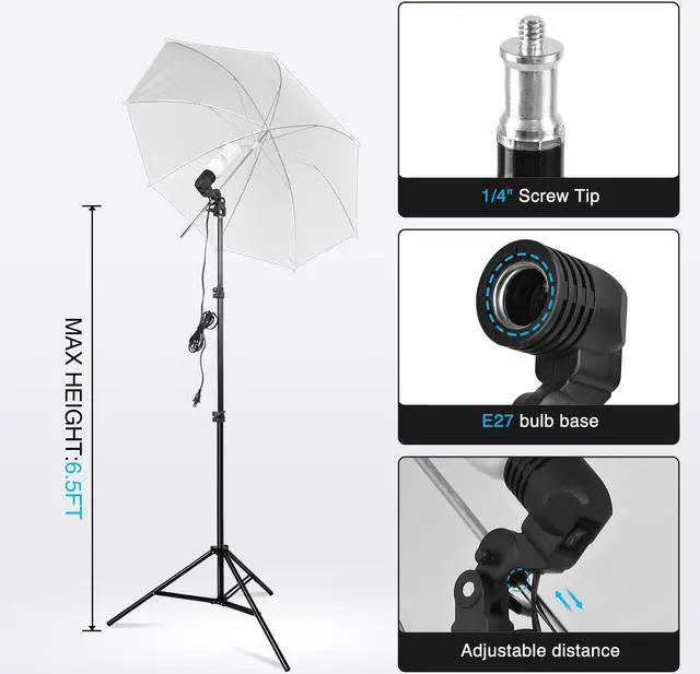 Alt view image 6 of 7 - Yesker Photography Lighting Kit 8.5 x 10 ft Background Support System Umbrellas Softbox Continuous Lighting Kit for Photo Shoot Studio Portrait, Product and Video Recording Photography