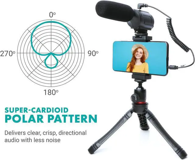 Alt view image 5 of 7 - Movo uVlogger- Android/USB-C Compatible Vlogging Kit Smartphone Video Kit Accessories: Tripod, Mount, LED Light and Cellphone Shotgun Microphone for Video Recording for YouTube, Vlog