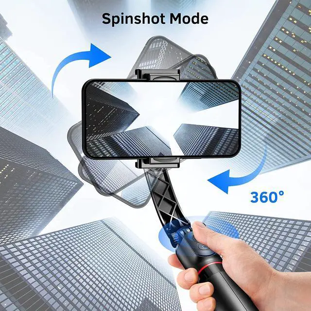 Alt view image 3 of 7 - Smartphone Gimbal Stabilizer with Remote, Aluminum Extendable Selfie Stick Tripod, 360° Automatic Rotation, Auto Balance for Live Video Recording, Vlogging, YouTube Compatible with iPhone and Android