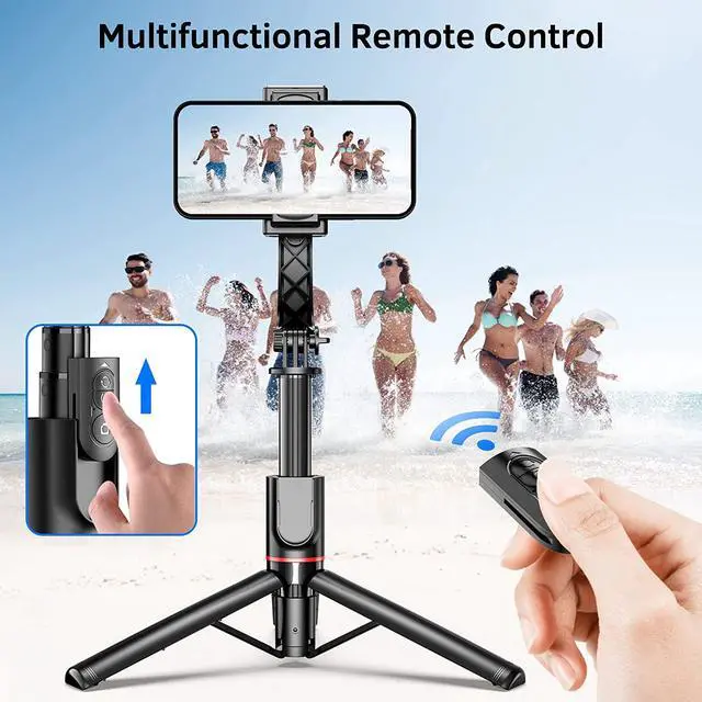 Alt view image 4 of 7 - Smartphone Gimbal Stabilizer with Remote, Aluminum Extendable Selfie Stick Tripod, 360° Automatic Rotation, Auto Balance for Live Video Recording, Vlogging, YouTube Compatible with iPhone and Android