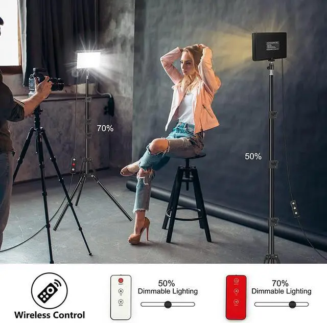 Alt view image 5 of 7 - 2 Pack 70 LED Video Light with 61.42'' Tripod Stand/Color Filters, Obeamiu 5600K USB Studio Lights Shooting Kit for Photography Lighting, Zoom Call Lighting, Live Streaming, Video Conferencing