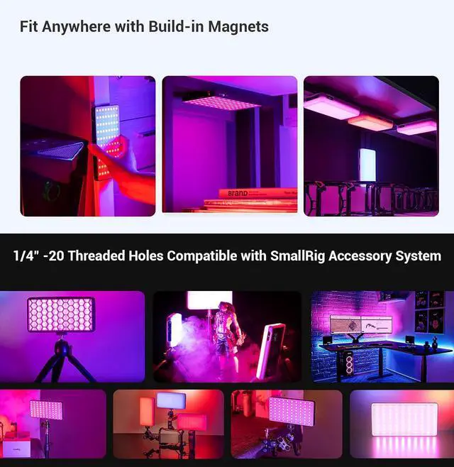 Alt view image 2 of 7 - Pix M160 RGB Video Light, 12W RGBWW LED Camera Light Panel, 360° Full Color Portable for Photography, 3800mh Battery, CRI 95+,TLCI 98, Vlogging, Photo, Video, Anum Body  3157 by DT
