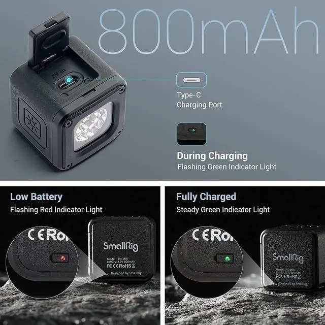 Alt view image 3 of 7 - RM01 Mini LED Video Light (3 Pack), Watreproof Portable Lighting Kit with 8 Color Filters, Dimmable Fill Photography Light 5600K CRI95 for Smartphone, Action and DSLR Camera