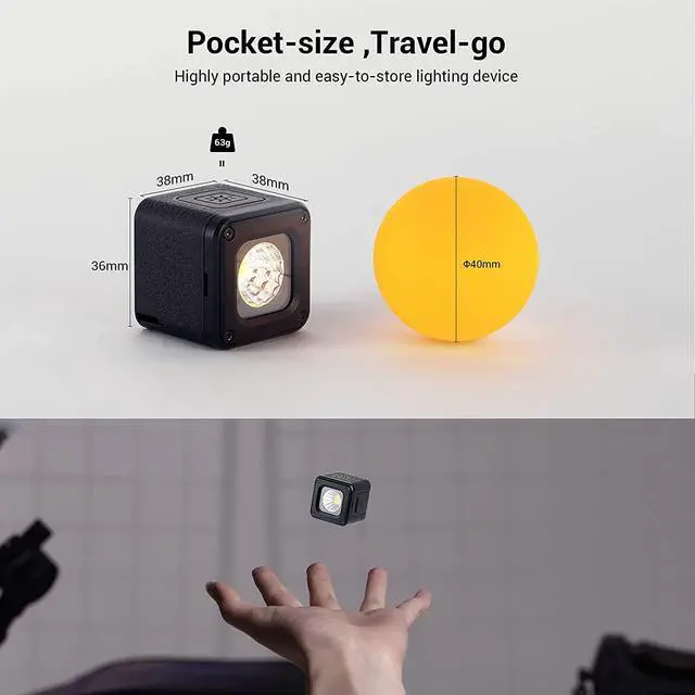 Alt view image 6 of 7 - RM01 Mini LED Video Light (3 Pack), Watreproof Portable Lighting Kit with 8 Color Filters, Dimmable Fill Photography Light 5600K CRI95 for Smartphone, Action and DSLR Camera