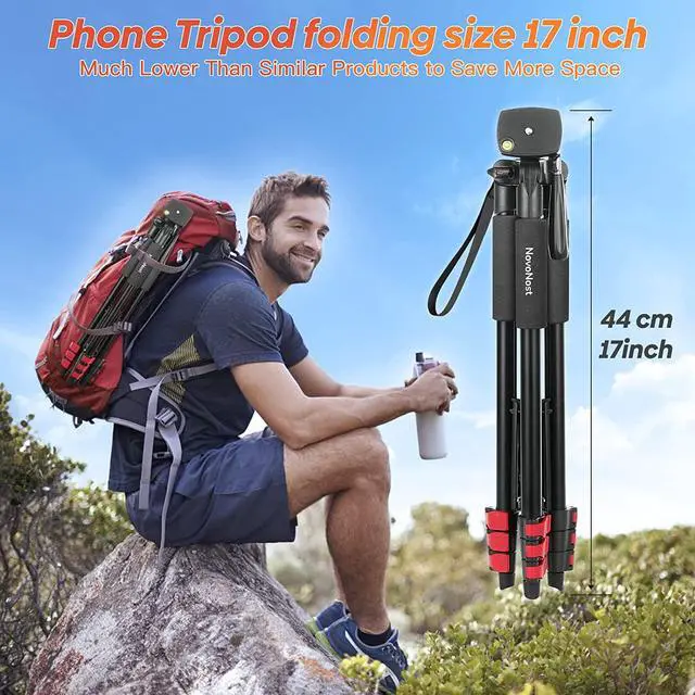 Alt view image 2 of 7 - 65" Phone Tripod Stand, Tripod for iPhone & Camera with Wireless Remote & Cellphone Holder for Video Recording/Selfies/Live Stream/Vlogging (Included Carry Bag)