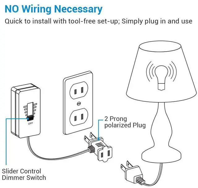 Alt view image 5 of 7 - DEWENWILS Plug in Dimmer Switch for Dimmable LED/CFL Lights and Incandescent Bulbs, Full Range Slide Control, Programmable to Adjust Dimming Range, 5 ft Extension Cord, ETL Listed, White