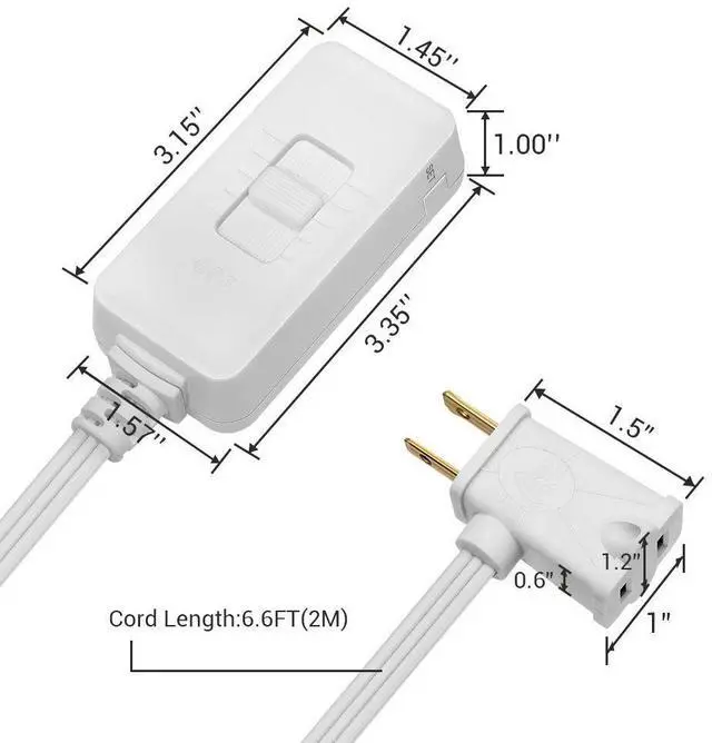 Alt view image 7 of 7 - DEWENWILS Plug in Dimmer Switch for Dimmable LED/CFL Lights and Incandescent Bulbs, Full Range Slide Control, Programmable to Adjust Dimming Range, 5 ft Extension Cord, ETL Listed, White