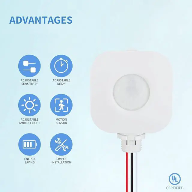 Alt view image 2 of 7 - Ceiling Occupancy Motion Sensor Switch, High Bay Fixture Mount 360° Ceiling Automatic Light Switch, 120/277VAC, UL, FCC Approved Passive Infrared Sensor, Neutral Wire Required, Pack of 5