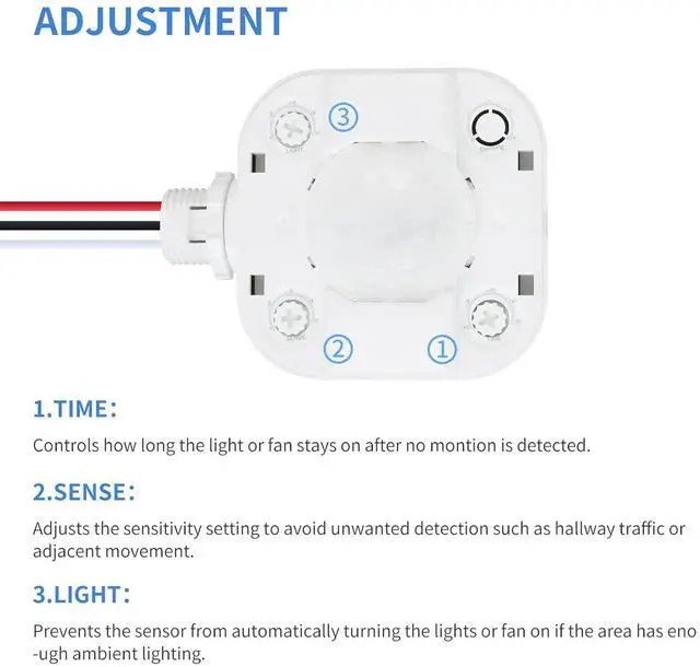 Alt view image 3 of 7 - Ceiling Occupancy Motion Sensor Switch, High Bay Fixture Mount 360° Ceiling Automatic Light Switch, 120/277VAC, UL, FCC Approved Passive Infrared Sensor, Neutral Wire Required, Pack of 5