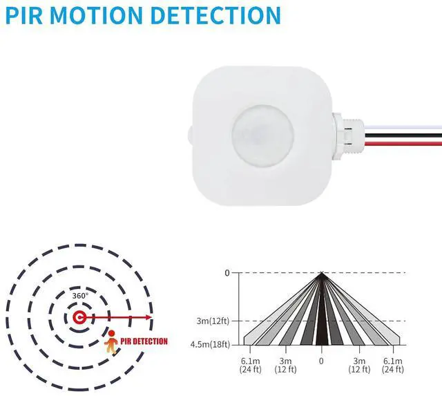 Alt view image 6 of 7 - Ceiling Occupancy Motion Sensor Switch, High Bay Fixture Mount 360° Ceiling Automatic Light Switch, 120/277VAC, UL, FCC Approved Passive Infrared Sensor, Neutral Wire Required, Pack of 5