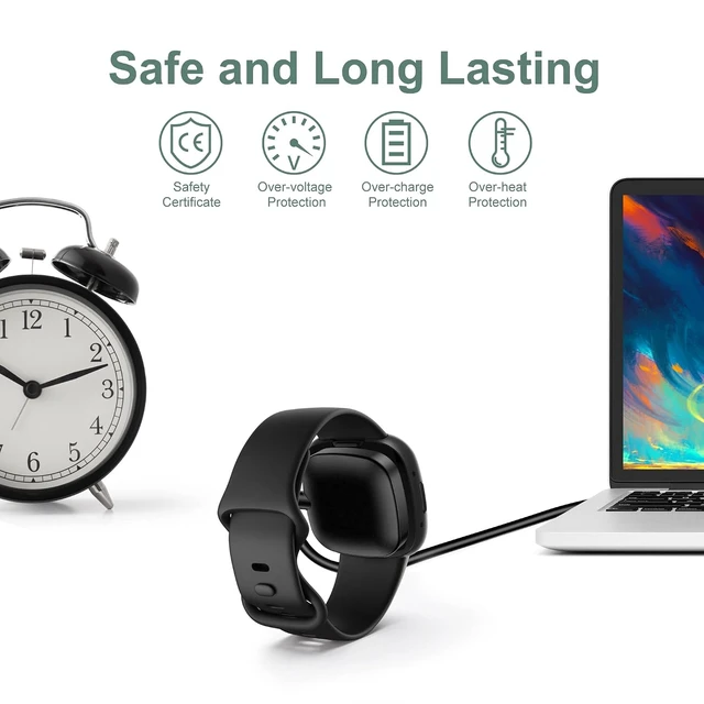 Alt view image 3 of 7 - Charger Cable Fits Google Fitbit Versa 4/Sense 2/Versa 3/Sense Watch
