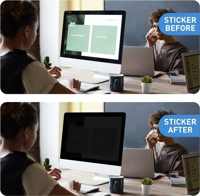 Alt view image 6 of 7 - 24 Inch Privacy Screen for Computer Monitor [2 Pack] Computer Screen Privacy Shield Eye Protection Anti Glare Blue Light Monitor Privacy Screen 24 Inch 16:9 Aspect Ratio