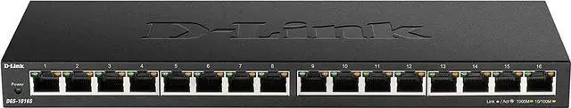 Alt view image 3 of 7 - D-Link Ethernet Switch, 16 Port Gigabit Slim Switch Plug and Play, Unmanaged, Metal Housing, Quiet Fanless Design, IEEE 802.3az EEE, 5-Year Limited Warranty (DGS-1016S) Black, Welcome to consult