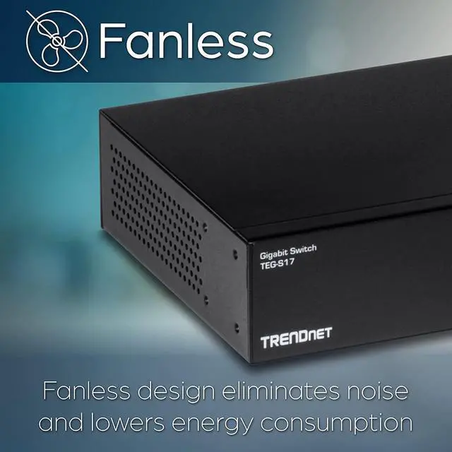 Alt view image 4 of 7 - TRENDnet 16-Port Gigabit Switch, TEG-S17, 16 x Gigabit RJ-45 Ports, 32Gbps Switching Capacity, Fanless Design, Metal Enclosure, Internal Power Supply, Lifetime Protection, Black