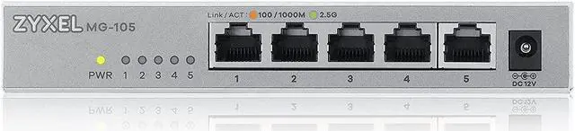 Alt view image 3 of 7 - Zyxel 5-Port 2.5Gb MultiGig Ethernet Unmanaged Switch | 5 x 100/1G/2.5G Ports | Plug & Play | Metal Housing | Desktop or Wall-Mount | Ethernet Splitter MG-105