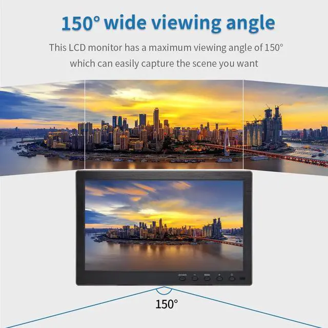 Alt view image 3 of 7 - 10.1 inch Security Monitor & Displays, 1024 * 600 Resolution, HD/BNC/AV/VGA/USB Input, Built-in Dual Speakers Portable LCD Monitor, Suitable for Game CCTV PC DVD DSLR