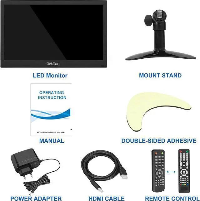 Alt view image 6 of 6 - 13.3 inch Small PC Monitor Mini Monitor HDMI Monitor 1366x768 LED Monitor Support HDMI VGA AV BNC USB Intput, for Fire Stick, Computer, Kitchen Monitor, Built-in Speaker