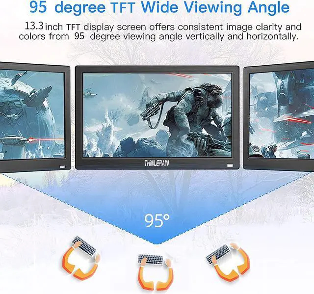 Alt view image 4 of 6 - 13.3 inch Small PC Monitor Mini Monitor HDMI Monitor 1366x768 LED Monitor Support HDMI VGA AV BNC USB Intput, for Fire Stick, Computer, Kitchen Monitor, Built-in Speaker