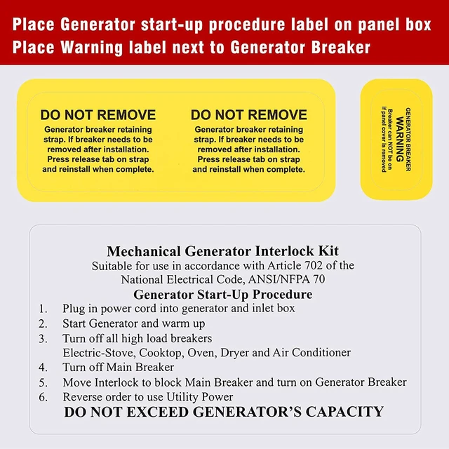 Alt view image 6 of 7 - Generator Interlock Kit compatible with Cutler Hammer Generator Interlock Kit for BR Series 150 and 200 amp Panels, 1 1/4 - 1 7/16 inches Spacing between main and branch breaker1