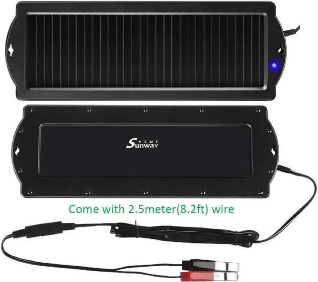 Alt view image 5 of 7 - Car Battery Trickle Charger & Maintainer 12V Solar Panel Power Battery Charger With Cigarette Lighter Plug Battery Clamp For Car Automotive Motorcycle Boat Marine Snowmobile Watercraft RV