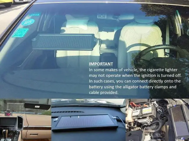 Alt view image 4 of 7 - Car Battery Trickle Charger & Maintainer 12V Solar Panel Power Battery Charger With Cigarette Lighter Plug Battery Clamp For Car Automotive Motorcycle Boat Marine Snowmobile Watercraft RV