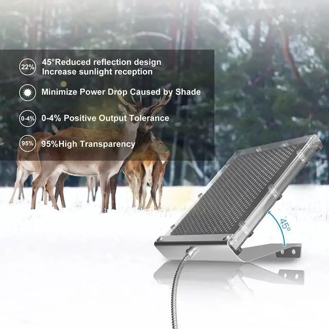 Alt view image 3 of 7 - POWOXI 12V 1.7W Deer Feeder Solar Panel Waterproof with Bracket & Clip | Outdoor for Deer Feeder | 95% Clear PC Panel | Fast 12V Charge | IP65 Waterproof | Stainless Bracket & Alligator Clip