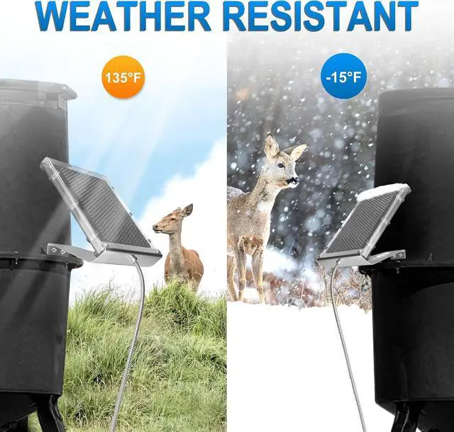 Alt view image 5 of 7 - POWOXI 12V 1.7W Deer Feeder Solar Panel Waterproof with Bracket & Clip | Outdoor for Deer Feeder | 95% Clear PC Panel | Fast 12V Charge | IP65 Waterproof | Stainless Bracket & Alligator Clip