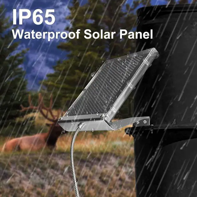 Alt view image 6 of 7 - POWOXI 12V 1.7W Deer Feeder Solar Panel Waterproof with Bracket & Clip | Outdoor for Deer Feeder | 95% Clear PC Panel | Fast 12V Charge | IP65 Waterproof | Stainless Bracket & Alligator Clip