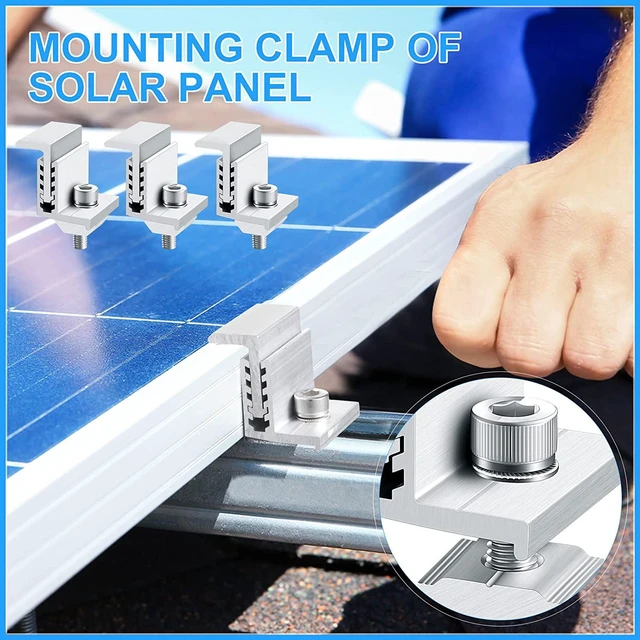 Alt view image 3 of 7 - 40-Pack Solar Panel End Clamp Mounting Kit Z Brackets, Mid Clamps, Aluminum Rail End Clamps & Grounding Gutter Hardware for PV Mounting System Installation
