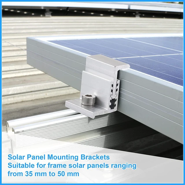 Alt view image 5 of 7 - 40-Pack Solar Panel End Clamp Mounting Kit Z Brackets, Mid Clamps, Aluminum Rail End Clamps & Grounding Gutter Hardware for PV Mounting System Installation