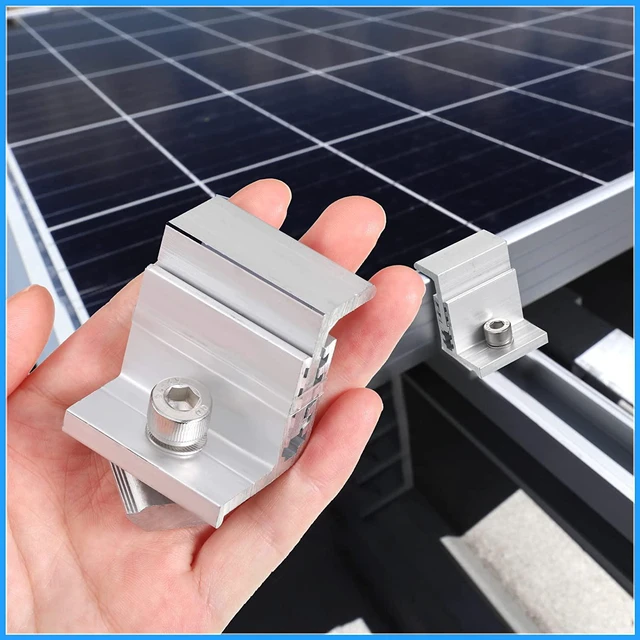 Alt view image 4 of 7 - 40-Pack Solar Panel End Clamp Mounting Kit Z Brackets, Mid Clamps, Aluminum Rail End Clamps & Grounding Gutter Hardware for PV Mounting System Installation